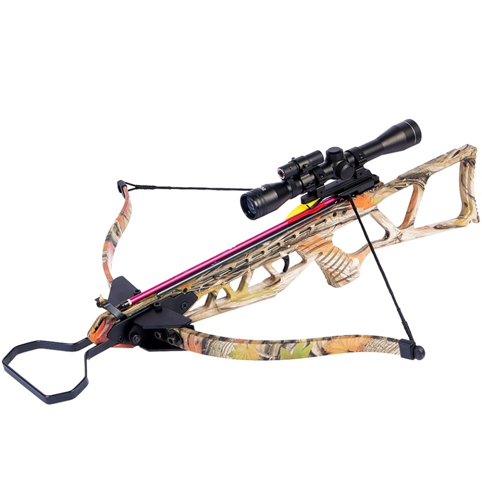 180 lb. Black / Camouflage Camo Hunting Crossbow Bow +4×20 Scope +7 Arrows 150 80